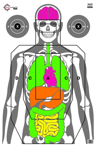 SRT - Silhouette - Silhouette with USPSA, Anatomy & Bullseyes (100 Target Pack)