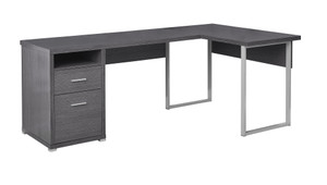 47" Gray and Silver L Shape Computer Desk With Two Drawers N270-333445 47" Gray and Silver L Shape Computer Desk With Two Drawers N270-333445