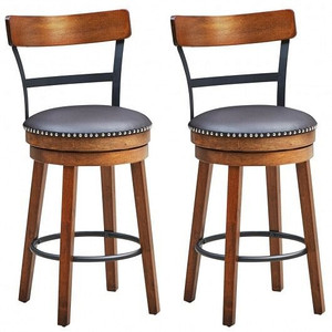 Set of 2 25.5 Inch Swivel Counter Height Bar Stool - Color: Brown - Size: 25.5 inches D681-HW65296