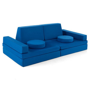 10-Piece Kids Play Couch Sofa with Portable Handle-Blue - Color: Blue D681-HV10406BL 10-Piece Kids Play Couch Sofa with Portable Handle-Blue - Color: Blue D681-HV10406BL