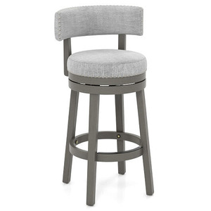 27/31 Inch Swivel Bar Stool with Upholstered Back Seat and Footrest-31 inches - Color: Black & Gray D681-JV10918-31 27/31 Inch Swivel Bar Stool with Upholstered Back Seat and Footrest-31 inches - Color: Black & Gray D681-JV10918-31