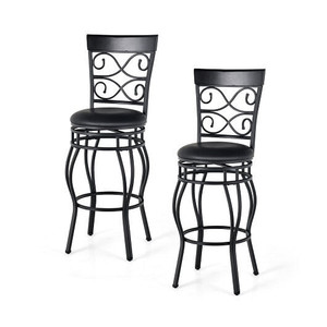 Set of 2 30 Inch Bar Stool with Backrest and Footrest-Black - Color: Black D681-HW67399DK Set of 2 30 Inch Bar Stool with Backrest and Footrest-Black - Color: Black D681-HW67399DK