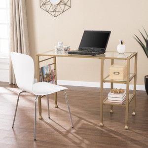 43" Clear and Gold Glass Writing Desk N270-402040