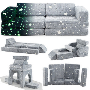 10 Pieces Modular Kids Play Couch Sectional Sofa Glow in the Dark-Gray - Color: Gray D681-HV10580HS 10 Pieces Modular Kids Play Couch Sectional Sofa Glow in the Dark-Gray - Color: Gray D681-HV10580HS