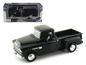 1955 Chevrolet 5100 Stepside Pickup Truck Black 1/24 Diecast Car Model by Motormax F977-73236bk