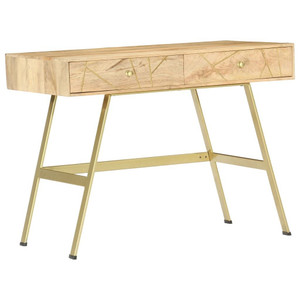  Writing Desk Natural with Brass Solid Mango Wood and Steel A949-286150