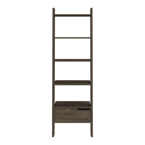 70" Brown Five Tier Ladder Bookcase with A Drawer N270-478393