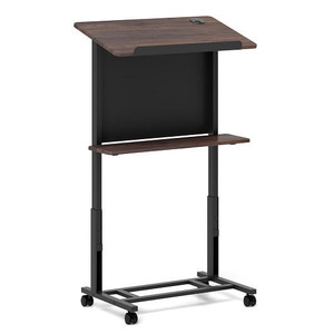 40.5-49 Inch Height Adjustable Rolling Podium Stand Lectern Table-Black B593-TL35751