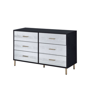 47" Black  Silver and Gold Faux Croc Design Six Drawer Double Dresser N270-486520