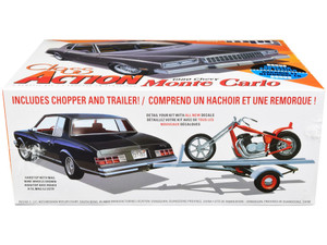 Skill 2 Model Kit 1980 Chevrolet Monte Carlo "Class Action" with Motorcycle and Trailer (Skill 2) 1 F977-MPC967M