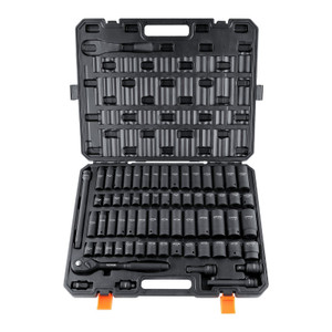 1/2" Drive Impact Socket Set, 65 Piece Socket Set SAE 3/8" to 1-1/4" and Metric 10-24mm, 6 Point Cr E415-CJT12SAECRV65DDRDV0