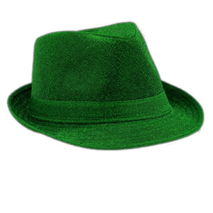 Glittery Finish Soft Green Fabric Fedora Non Light Up A706-GREENFABRICFEDORA