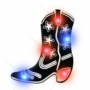 Black Western Cowboy Boot Flashing Body Light Lapel Pins A706-3345000