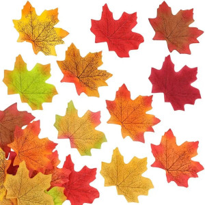 Color: light green - Artificial Maple Leaves Silk Fake Autumn Leaves Diy Handmade Leaf Fall Wedding F640-12000039262867092