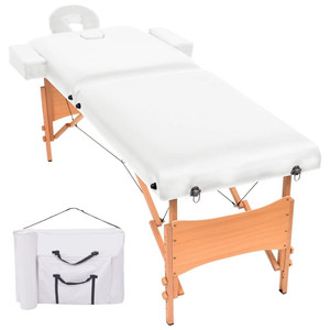 2-Zone Folding Massage Table 3.9" Thick White A949-110150
