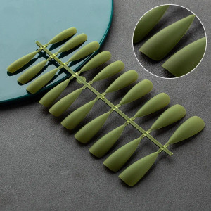 Color: Ivory - Matte False Nails 24PCS  Head Frosted Press Glue on Fake Nail Tips Ballet Detachable F640-12000033322767949