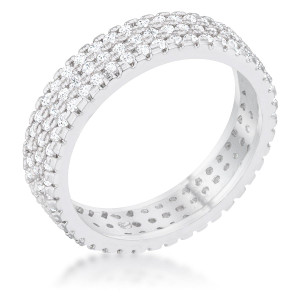 Chare 1.3ct CZ Rhodium Classic Band Ring R599-R08520R-C01 Chare 1.3ct CZ Rhodium Classic Band Ring R599-R08520R-C01