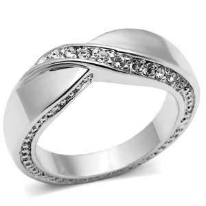3W264 - Rhodium Brass Ring with Top Grade Crystal in Clear A874-3W264 3W264 - Rhodium Brass Ring with Top Grade Crystal in Clear A874-3W264