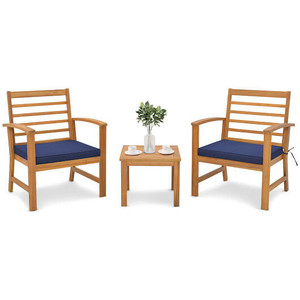 3 Pieces Outdoor Furniture Set with Soft Seat Cushions-Navy - Color: Navy D681-HW72089NY 3 Pieces Outdoor Furniture Set with Soft Seat Cushions-Navy - Color: Navy D681-HW72089NY