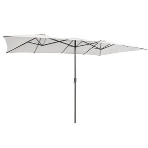 15 Feet Double-Sized Patio Umbrella with Crank Handle and Vented Tops-Beige - Color: Beige D681-NP11129BE