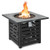 Square Propane Fire Pit Table with Lava Rocks and Rain Cover - Color: Black D681-NP10459
