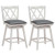 2 Pieces 24 Inch Swivel Counter Height Barstool Set with Rubber Wood Legs-White - Color: White - Si D681-JV10757WH-24