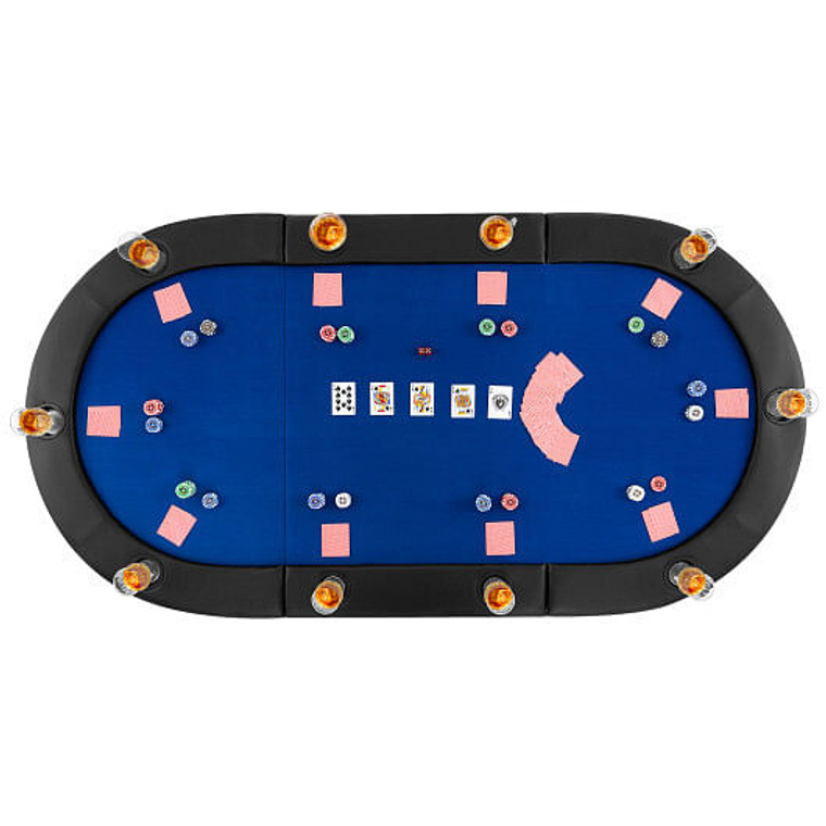 Portable 84 x 42 Inch 10-Player Foldable Padded Poker Table Top-Blue B593-UY10156