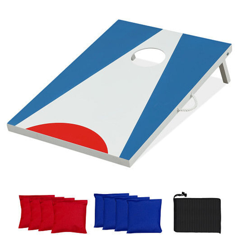 3 x 2FT Cornhole Board Set  Portable Cornhole Board with Foldable Legs and Side Handle-Blue - Color D681-SP38357BL