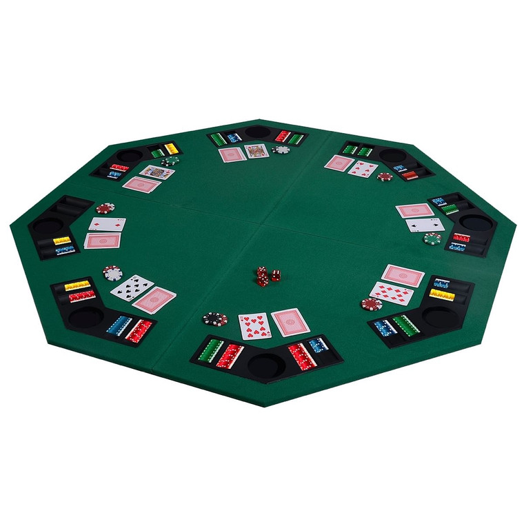 48 Inch 8 Players Octagon Fourfold Poker Table Top - Color: Green D681-TY318693