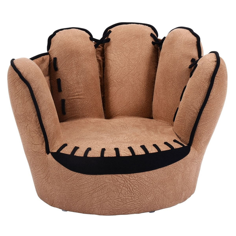 Household Five Fingers Baseball Glove Shaped Kids Leisure Upholstered Sofa - Color: Brown D681-HW54191