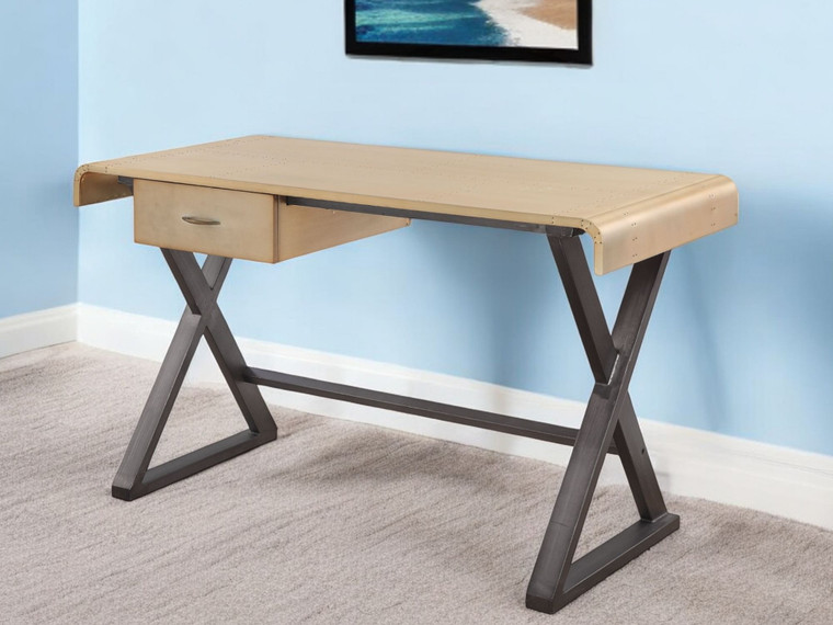 50" Gold and Black Aluminum Writing Desk N270-491400