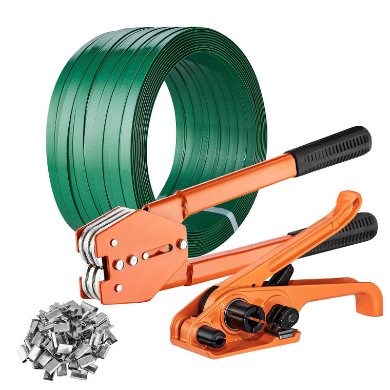 Banding Strapping Kit with Strapping Tensioner Tool, Banding Sealer Tool, 300 Metal Seals, 1000ft L E415-PETDKZTJ300MT0YJ7V0