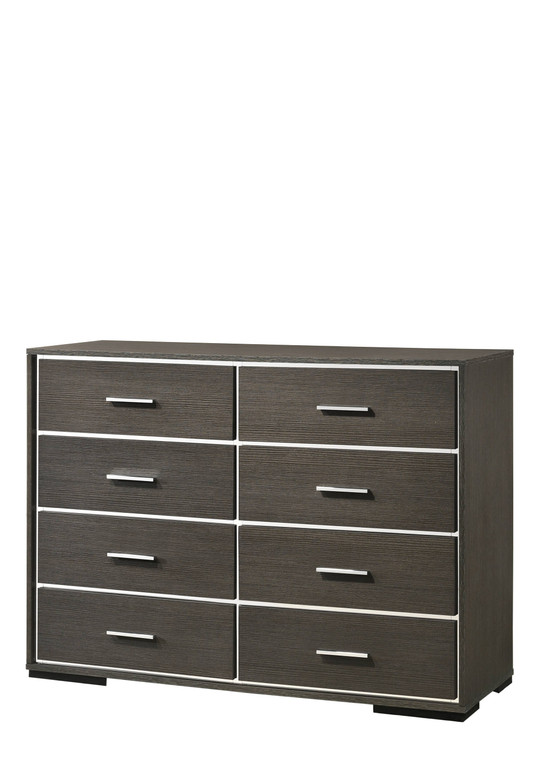 57" Gray Solid and Manufactured Wood Eight Drawer Double Dresser N270-490481