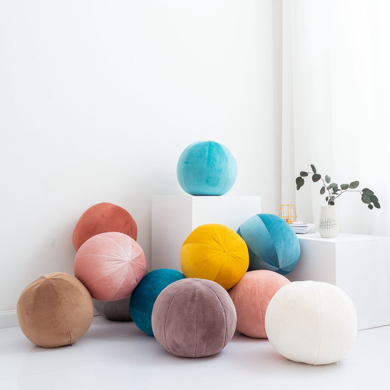 Color: Beige, Dimensions: Diameter 30cm - Simple And Colorful Ball Ball Pillow Sofa Cushion Childre Q119-CJJT102429610JQ