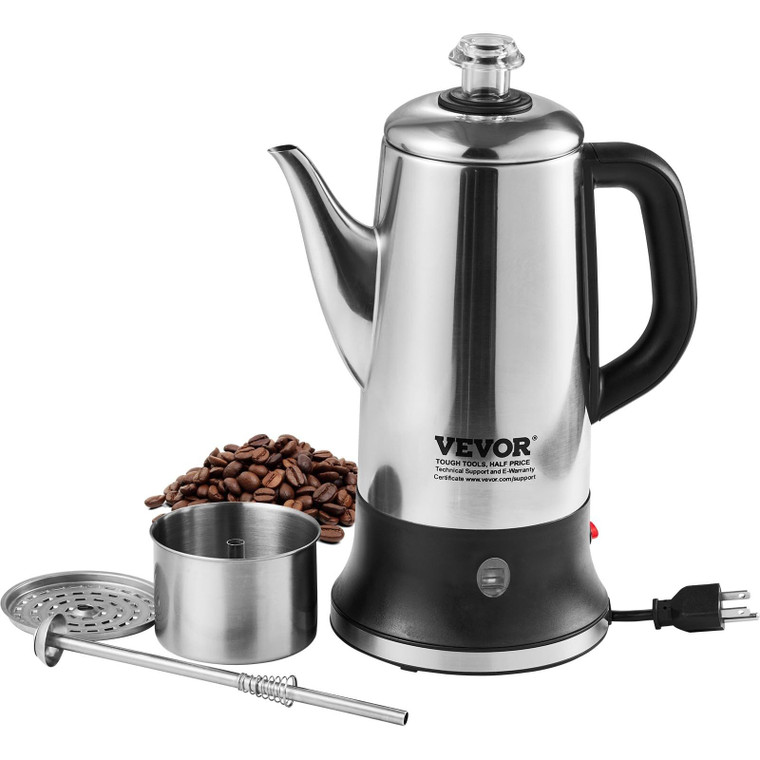12-Cup Electric Percolator Coffee Pot, 304 Stainless Steel Coffee Percolator with Keep Warm Functio E415-DDGLKFHBXG18KX4BAV1