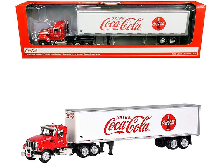 Truck Tractor with 53' Trailer "Drink Coca-Cola" Red and White 1/50 Diecast Model by Motorcity Clas F977-450025