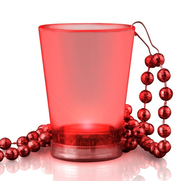 Light Up Red Shot Glass on Red Beaded Necklaces A706-1290030