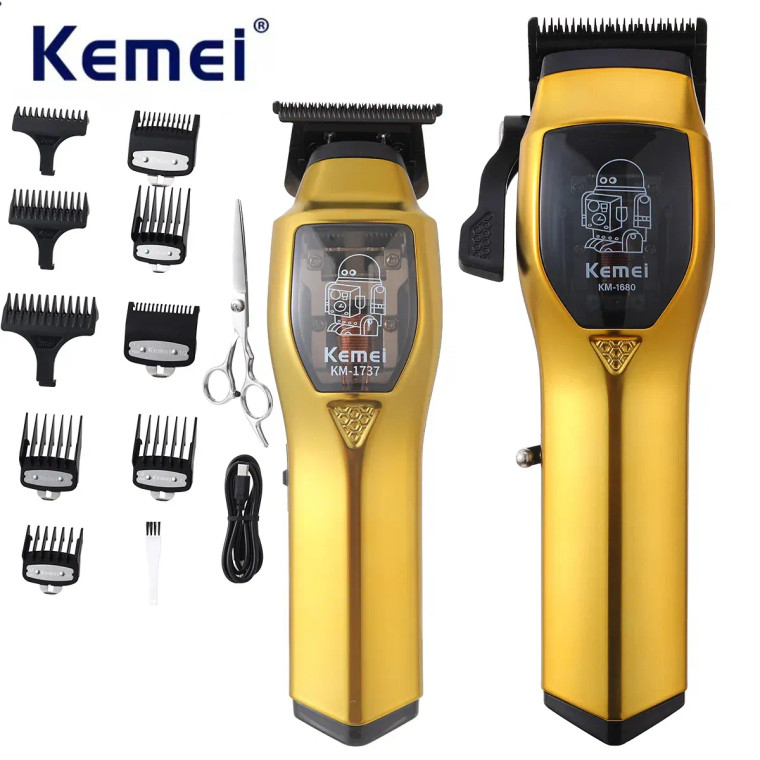 Color: Silver - Kemei Electric Hair Clippers and Hair Trimmer Kit Men Professional USB-C Rechargeab F640-12000044843904473