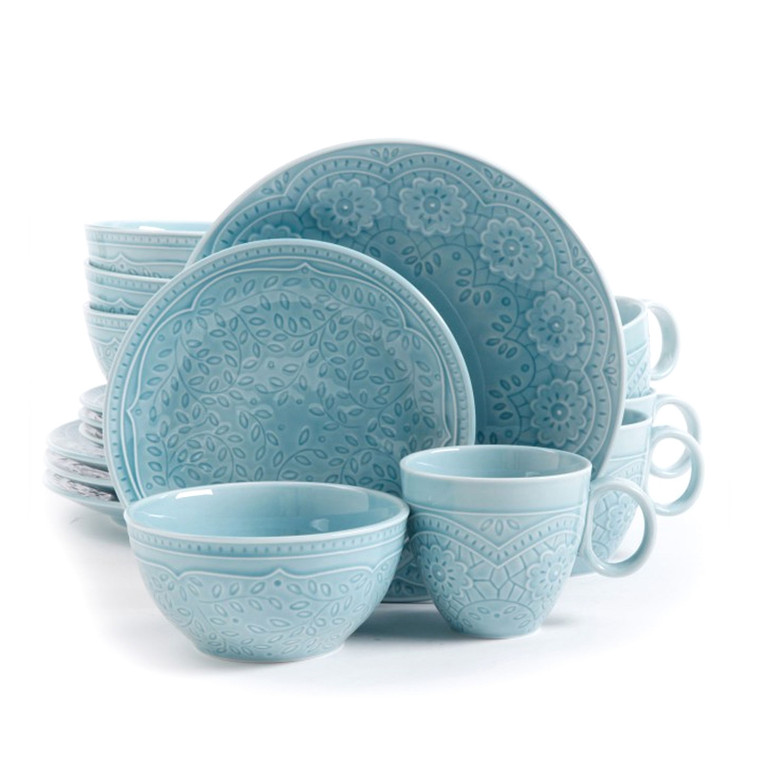 Gibson Elite Alemany 16-Piece Dinnerware Set, Aqua D970-92456.16