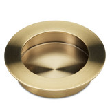 brass flush round cupboard handle side