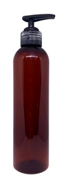8oz Amber PET Plastic Bottle with a Black Pump