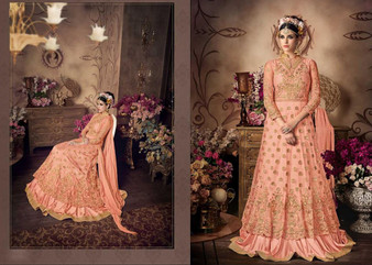 Peach Colored Heavy Net Salwar Suit