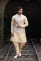 Tailored Beige Colored Silk Men Kurta Pajama