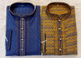 Tailored Blue Mustard Colored Silk Men Kurta Pajama