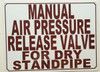 SIGNAGE MANUAL AIR PRESSURE RELEASE VALVE FOR DRY STANDPIPE