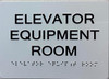 ELEVATOR EQUIPMENT ROOM  with Raised letters/Image & Grade 2 Braille - Includes Red Adhesive pad for Easy Installation (white, Tacticle ) - The sensation line