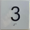 Elevator floor 3rd floor /jamb plate floor 3  letters/Image & Grade 2 Braille - Includes Red Adhesive pad for Easy Installation (white, Tacticle ) - The Sensation line