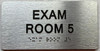 Sign EXAM ROOM S with Raised letters/Image & Grade 2 Braille - Includes Red Adhesive pad for Easy Installation (Brushed Aluminum/silver) - The park Ave Line (EXAM ROOM 5)