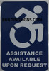 Sign ASSISTANCE AVAILABLE UPON REQUEST - The Pour Tous Blue LINE