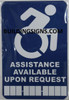 ASSISTANCE AVAILABLE UPON REQUEST PHONE Signage- The Pour Tous Blue LINE